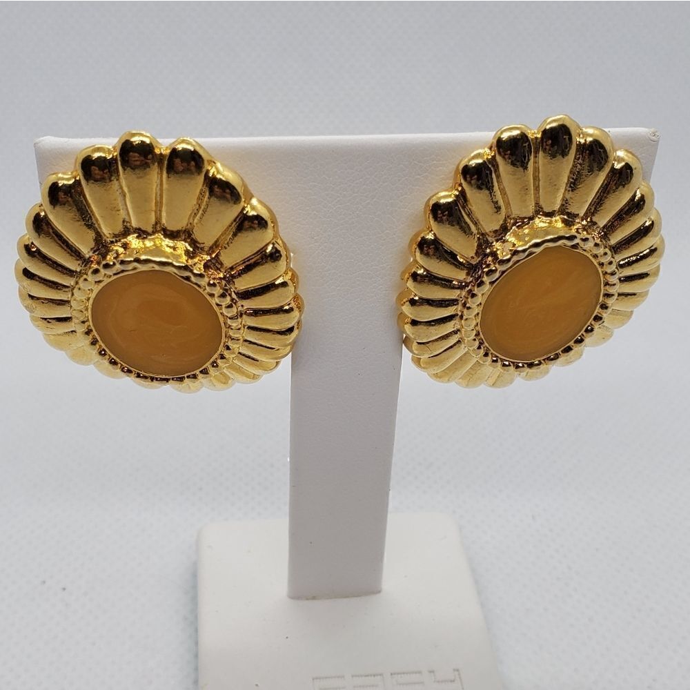 Vintage Gold Tone & Yellow Earrings